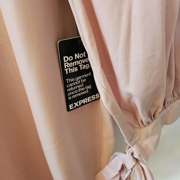 Express Tie Balloon Sleeve Ponte Shift Dress Pink Size L New With Tags - Picture 6 of 8